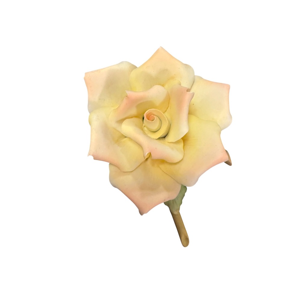 Porcelain Rose Figurine Unisex OS Yellow Vintage Floral Decor